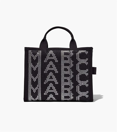 Black Multicolor Marc Jacobs The Studded Monogram Medium Women's Tote Bags | OAC298310